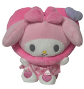 This adorable All Love My Melody Colorful Hearts Pink Plushie features a baby-like cuteness design that is simply irresistible. Its delightful appearance is sure to bring a smile to your face.
The wreathed heart around My Melody's head makes his smile even sweeter and snugglier. This charming detail adds an extra touch of warmth and love to the Sanrio plushie. You'll love cuddling up with this soft and huggable friend.